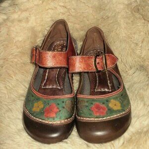 L'Artiste Colorful Mary Janes Shoe Leather Padded Sole 40/8.5 - 9.0